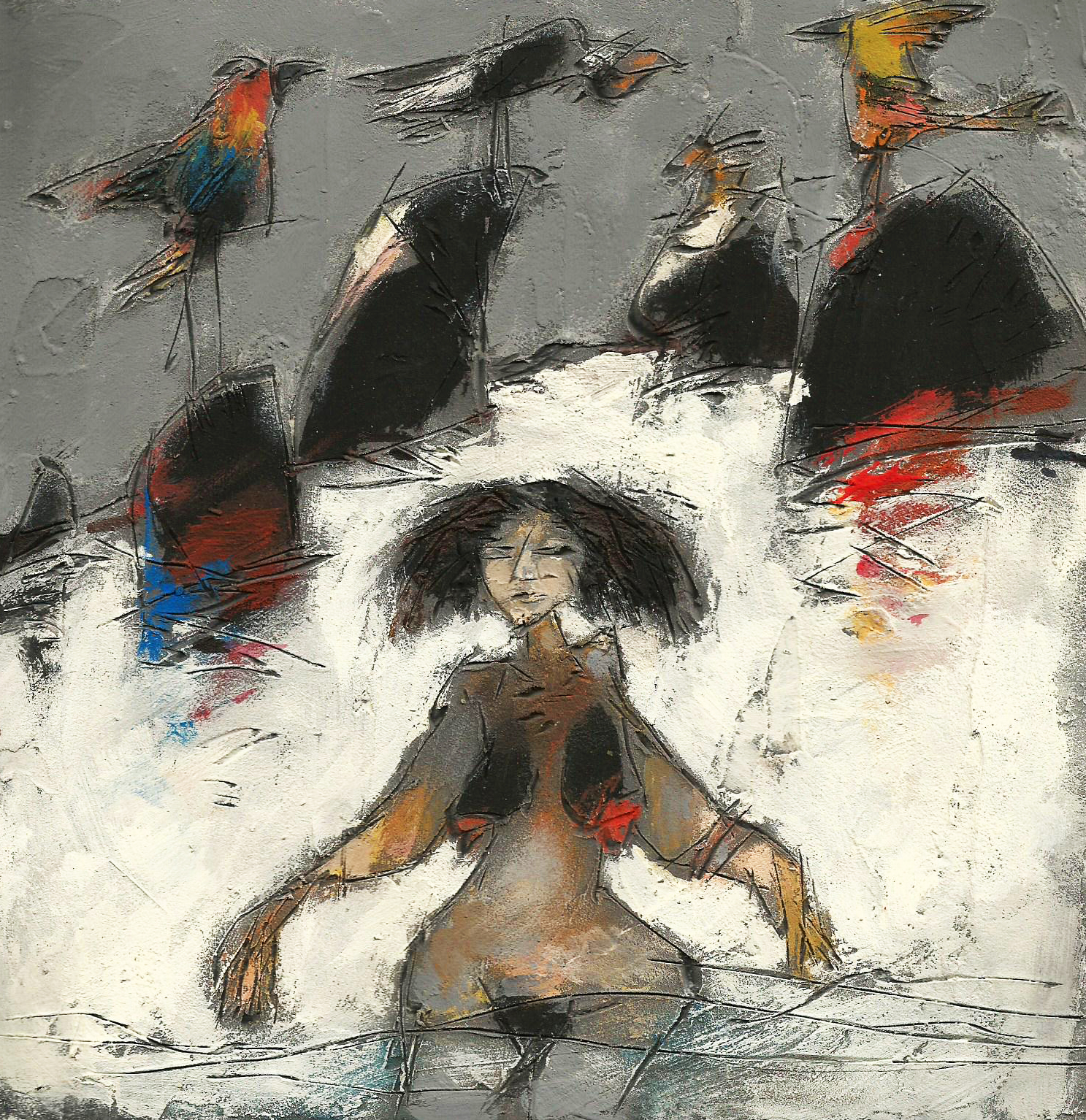 Grabado sobre resina y pigmentos pequeño formato, 2016